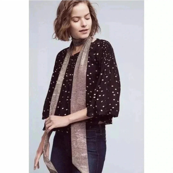 Floreat Anthropologie Everafter Black Metallic Gold Polka Dot Blouse Size Small - Picture 13 of 13